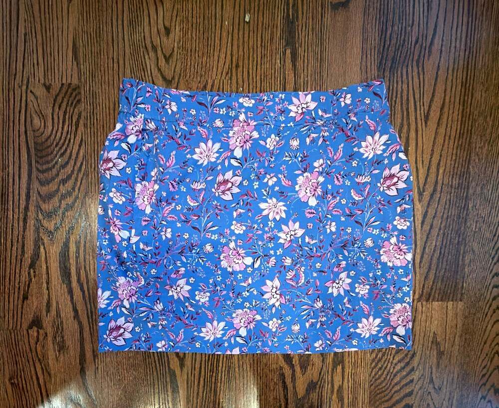 J.Jill Fit On-The-Go Woven Fabric Floral Pull-On Skort Blue Size Medium